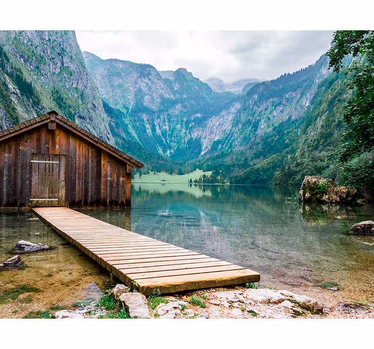 Papier peint cabane dans la montagne - TenStickers
