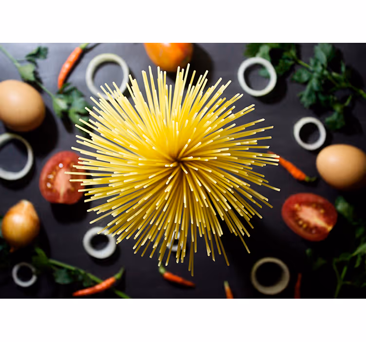 Tapisserie murale cuisine photo de pâtes spaghettis - TenStickers