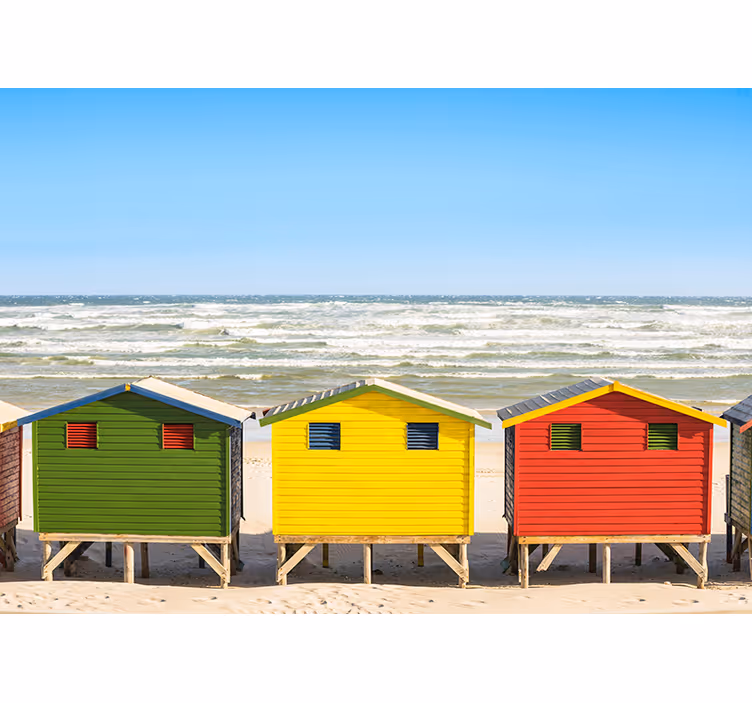 Cabines de plage peinture murale mer - TenStickers