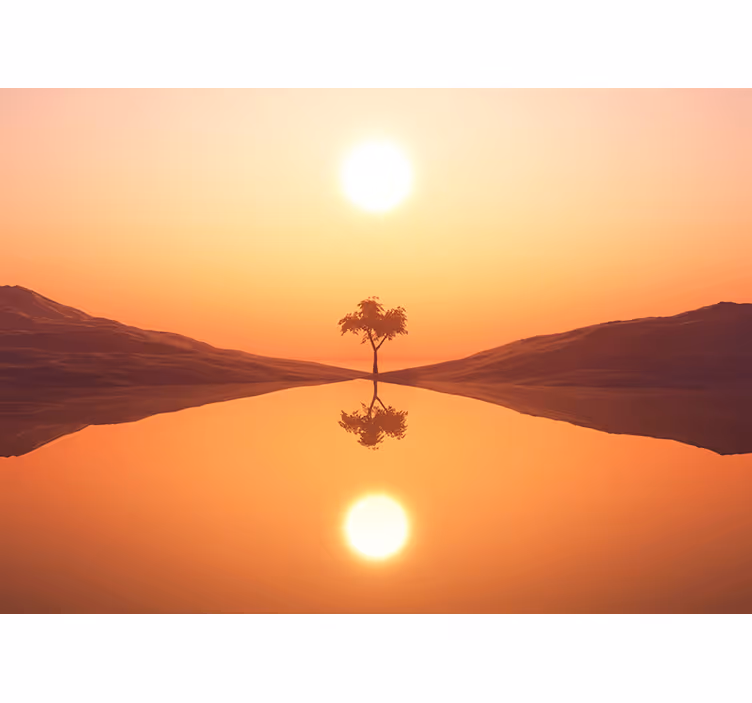 Papier peint arbre au coucher du soleil - TenStickers