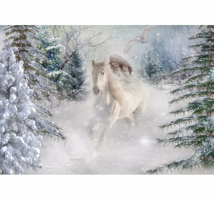 Papier peint fantaisie cheval blanc - TenStickers