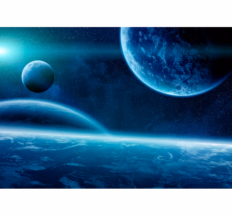 Papier peint fantaisie espace bleu - TenStickers