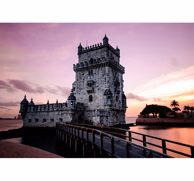 Peinture murale tour de belem à l'aube - TenStickers