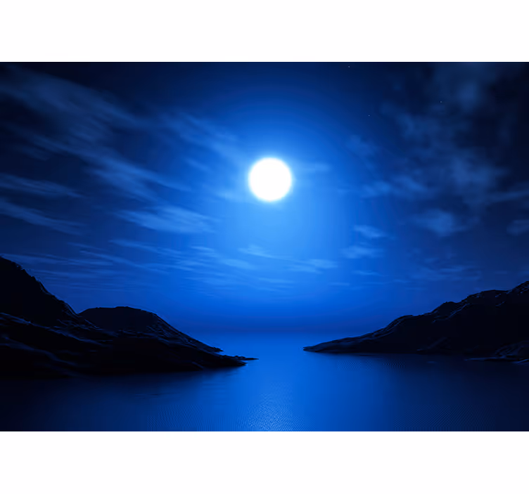 Papier peint paysage mer et lune - TenStickers