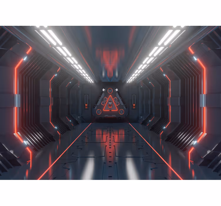Tapisserie murale 3D couloir futuriste - TenStickers