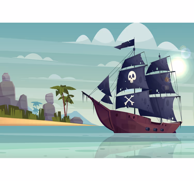 Tapisserie murale bateau de pirates - TenStickers