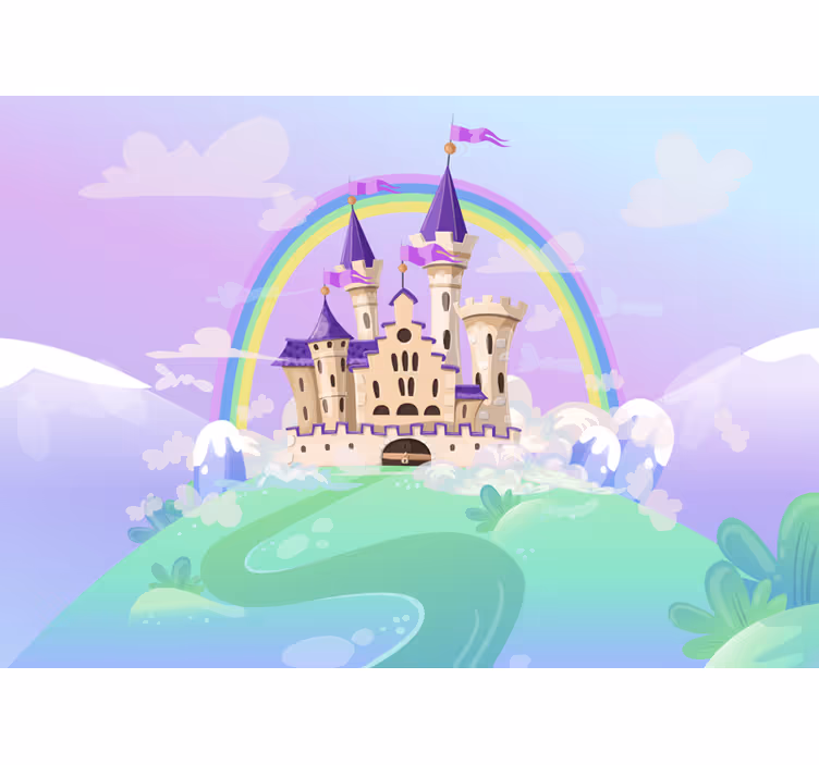 Tapisserie murale enfant château de princesse - TenStickers