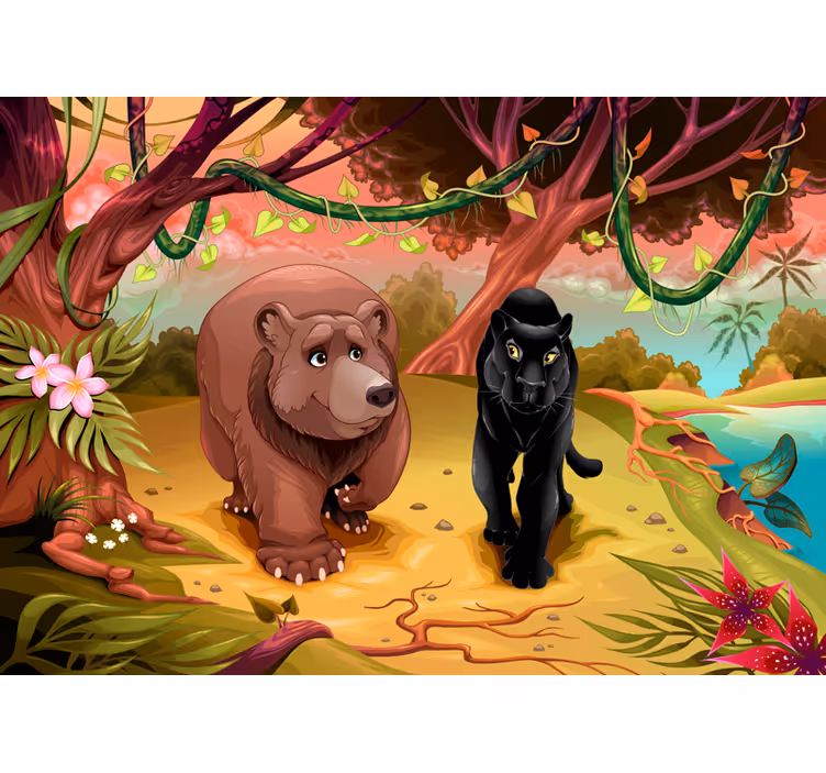 Photo murale enfant Animaux dans jungle - TenStickers