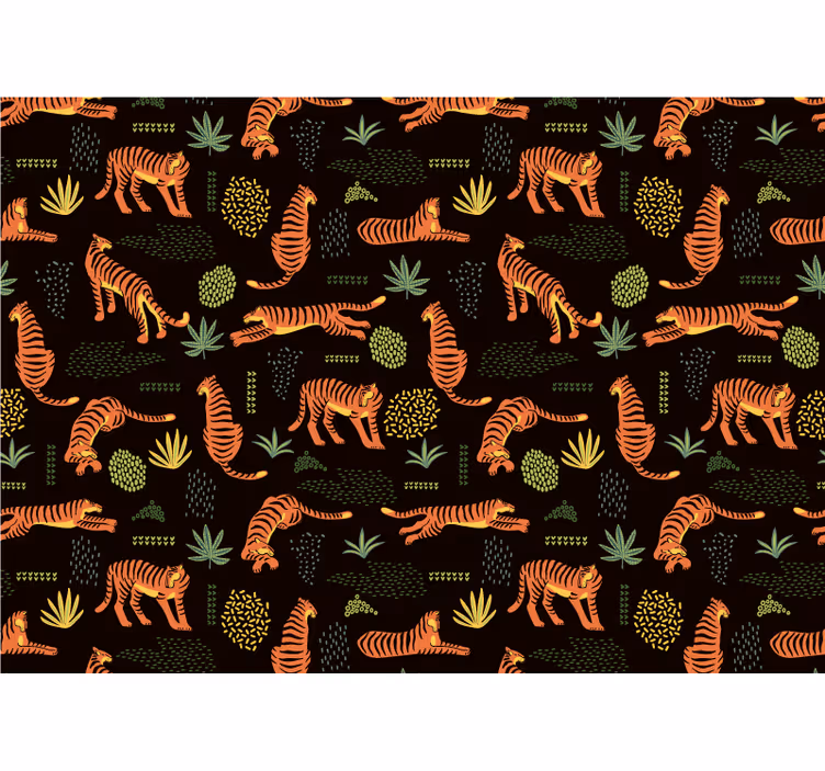 Papier peint Tigres et plantes - TenStickers