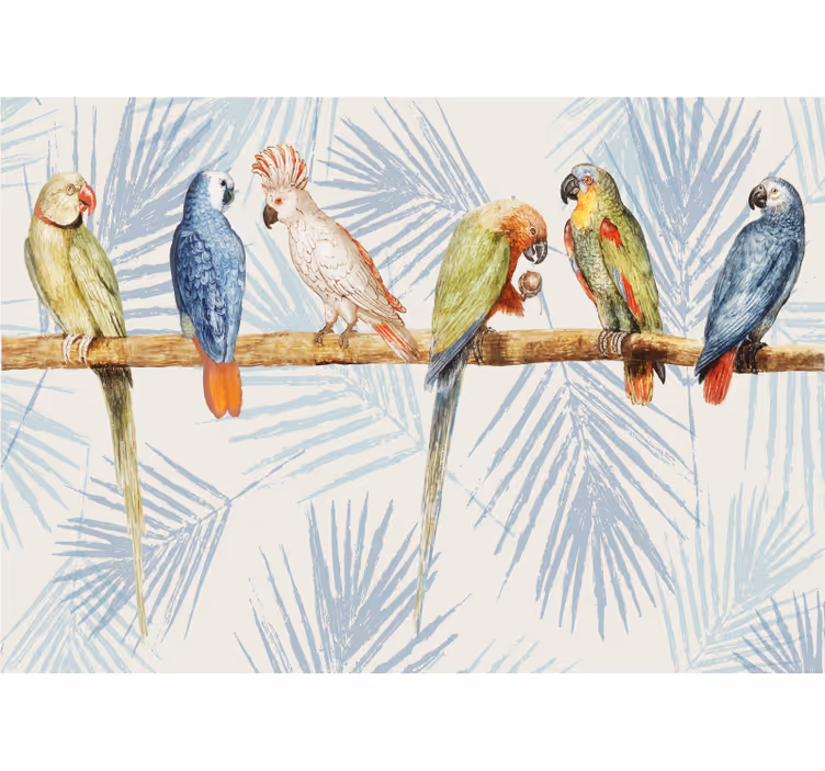 Papier peint perroquets de couleur pastel - TenStickers
