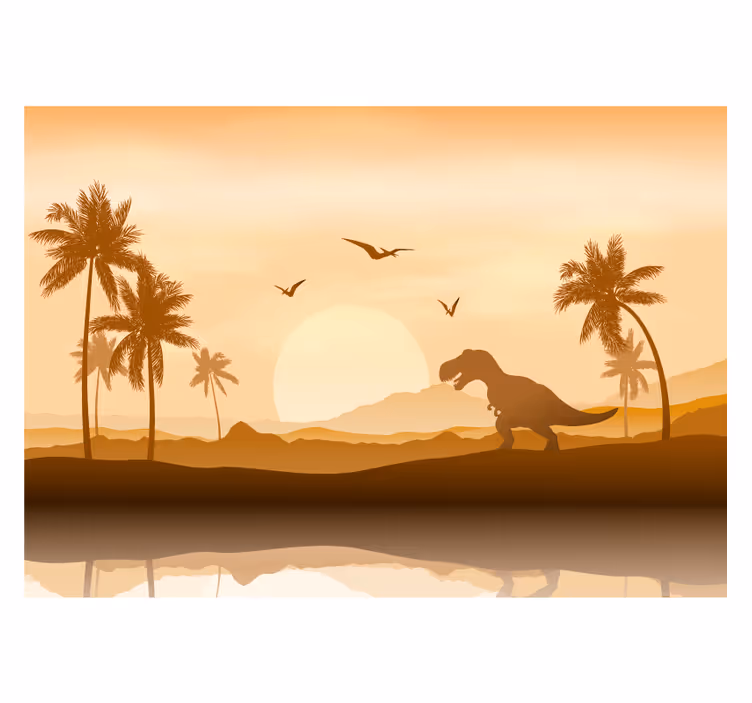 Papier peint mural d'animaux T-rex au coucher du soleil - TenStickers
