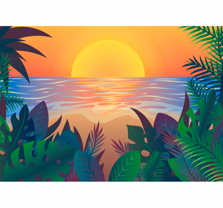 Papier peint mural mer Plage de soleil rétro - TenStickers