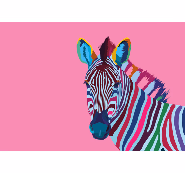 Tapisserie murale animaux portrait de zèbre coloré - TenStickers