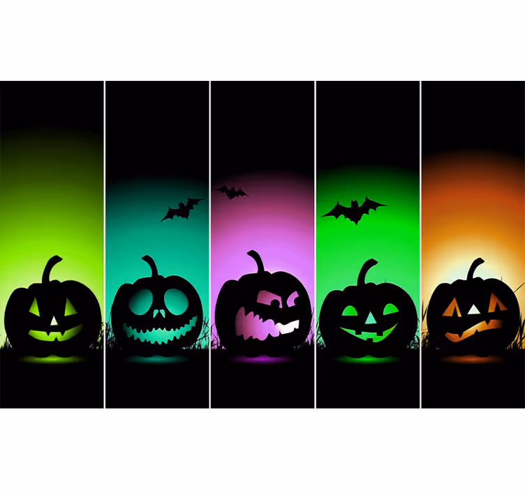 Tapisserie halloween visages de citrouilles d'Halloween - TenStickers