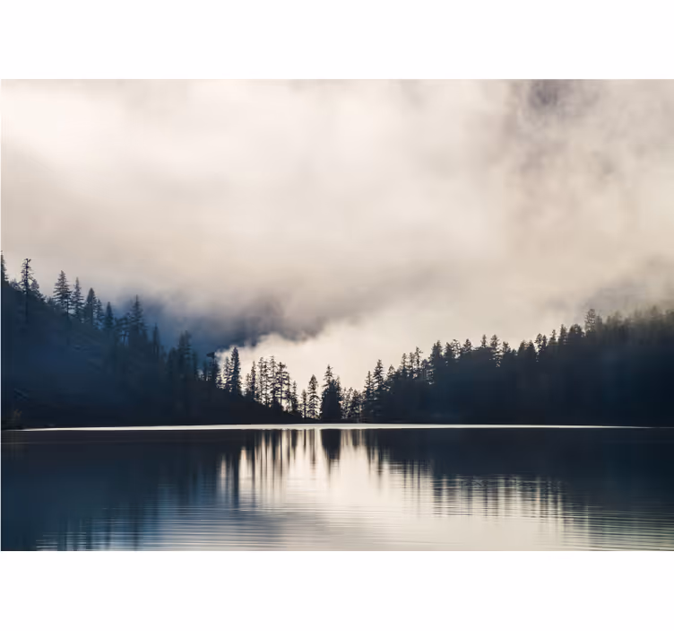 Papier peint mural lac Arbres et reflets sur l'eau - TenStickers