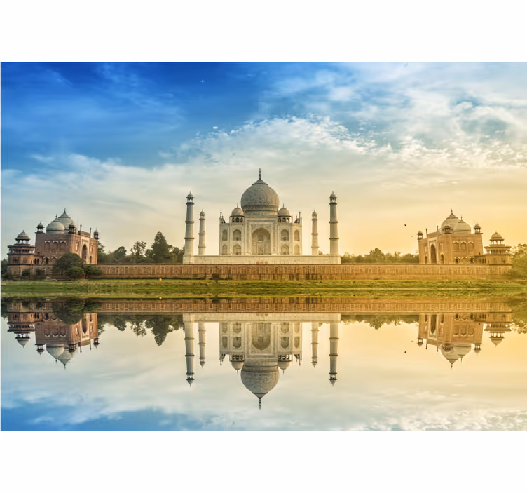 Tapisserie ville image miroir du taj mahal - TenStickers