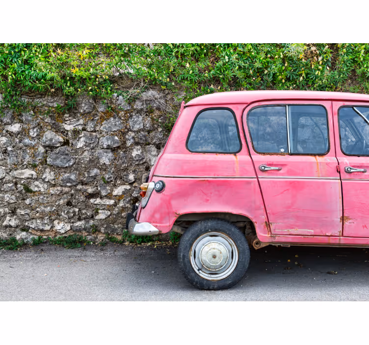 Tapisserie véhicules voiture rose vintage - TenStickers