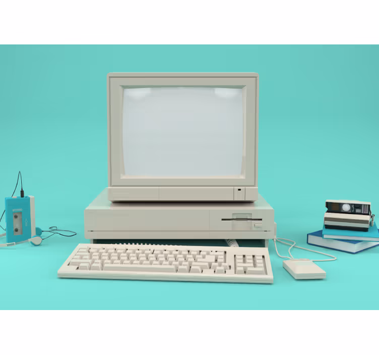 Papier peint vintage Vieux pc - TenStickers