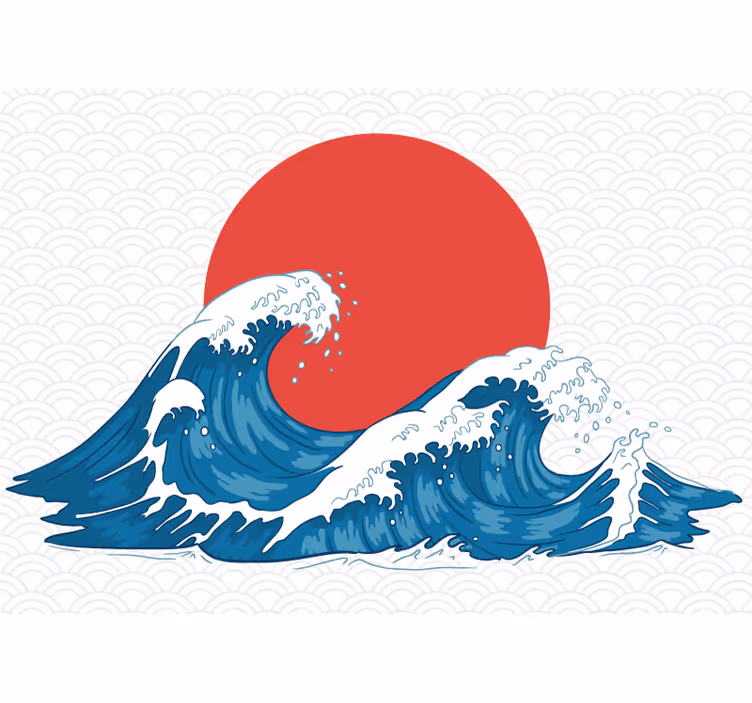Papier peint mural Eau de mer vintage vague japonaise - TenStickers
