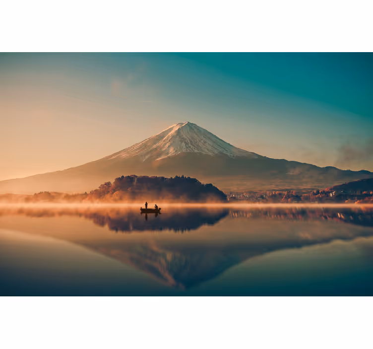 Tapisserie murale paysage reflet du mont fuji - TenStickers
