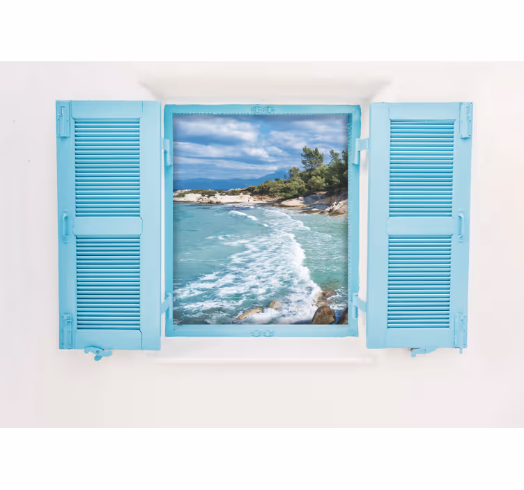 Papier peint mural mer Fenêtre avec vue mer - TenStickers