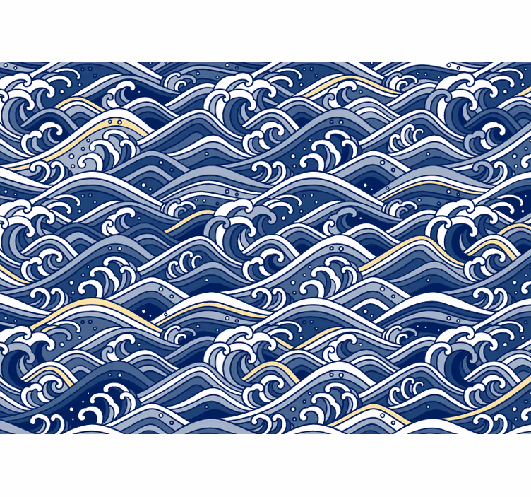 Papier peint mural art classique Contraste de vague traditionnel - TenStickers