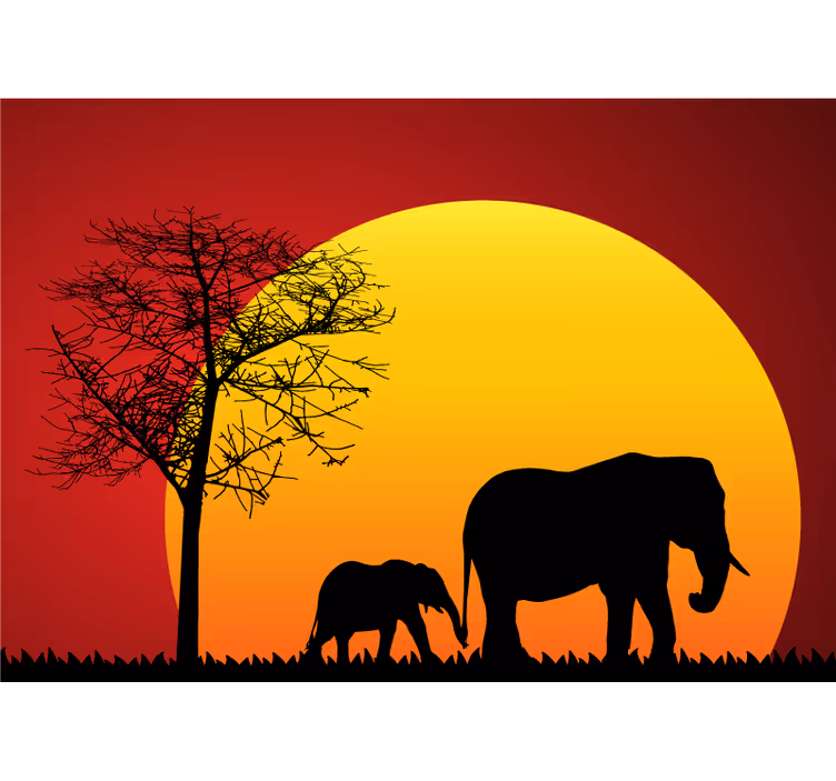 Papier peint mural Afrique Coucher de soleil de la savane - TenStickers