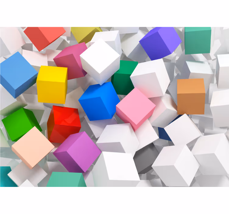 Photo murale cubes 3D de différentes couleurs - TenStickers