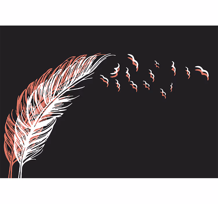 Tapisserie murale abstraite mouvement de plumes - TenStickers