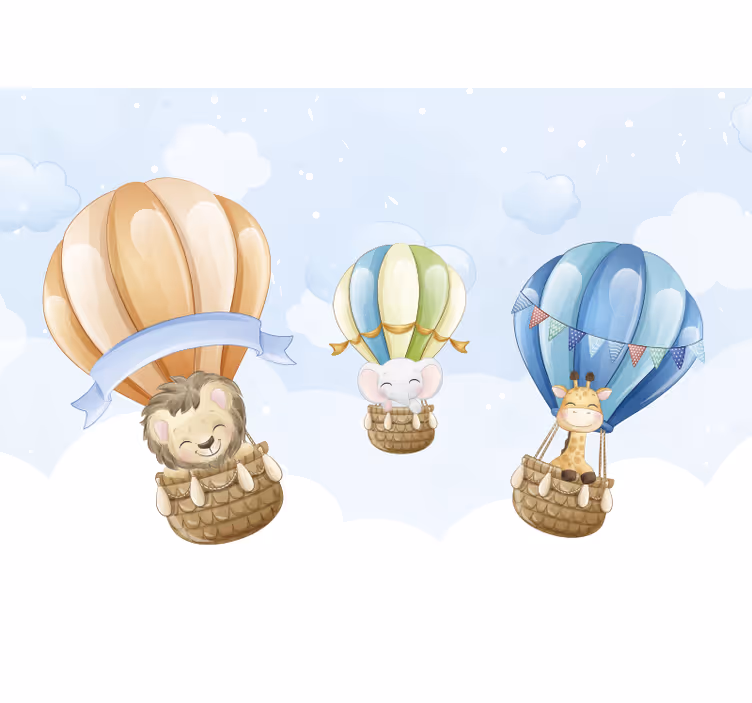 Papier peint salon Ballon animaux mignons - TenStickers
