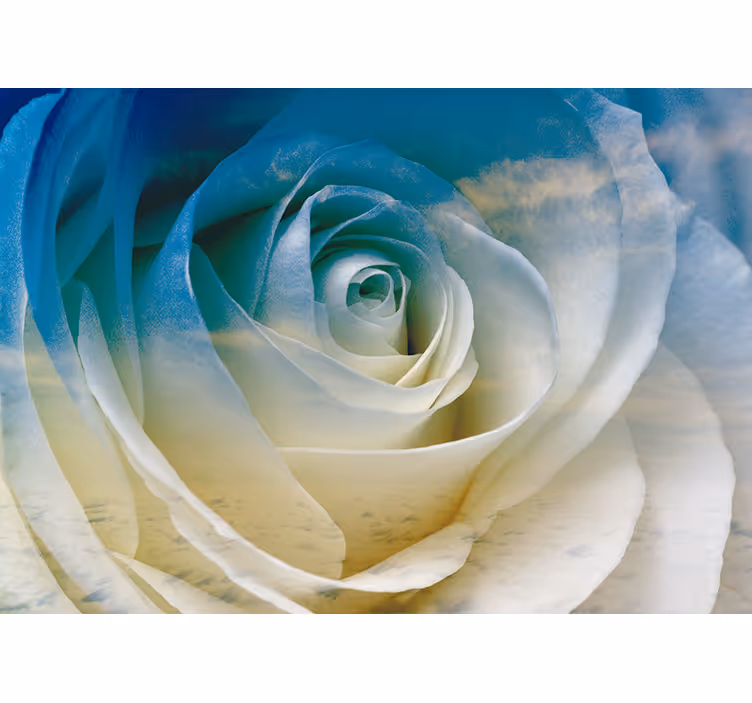 Papier peint salon Fleur bleue et blanche - TenStickers