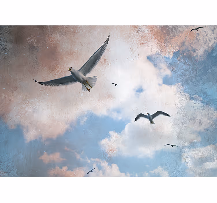 Papier peint salon Ciel ouvert avec des oiseaux qui volent - TenStickers