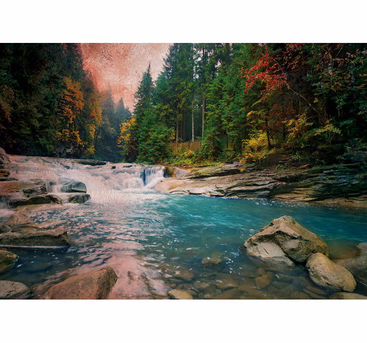 s Trompe l Oeil Vue photo sur une cascade - TenStickers