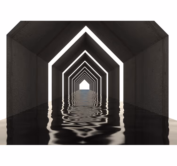 Tapisserie 3d perspective du tunnel réfléchissant - TenStickers