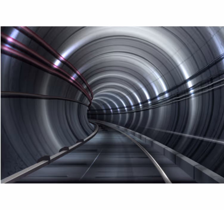 Papier peint 3D Effet tunnel de fer - TenStickers