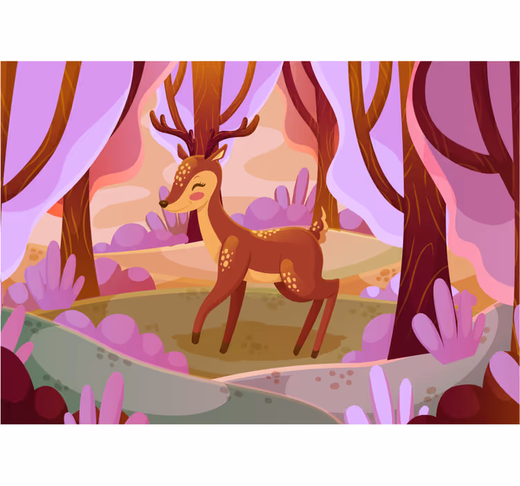 Tapisserie murale animaux cerf charmant de la forêt - TenStickers