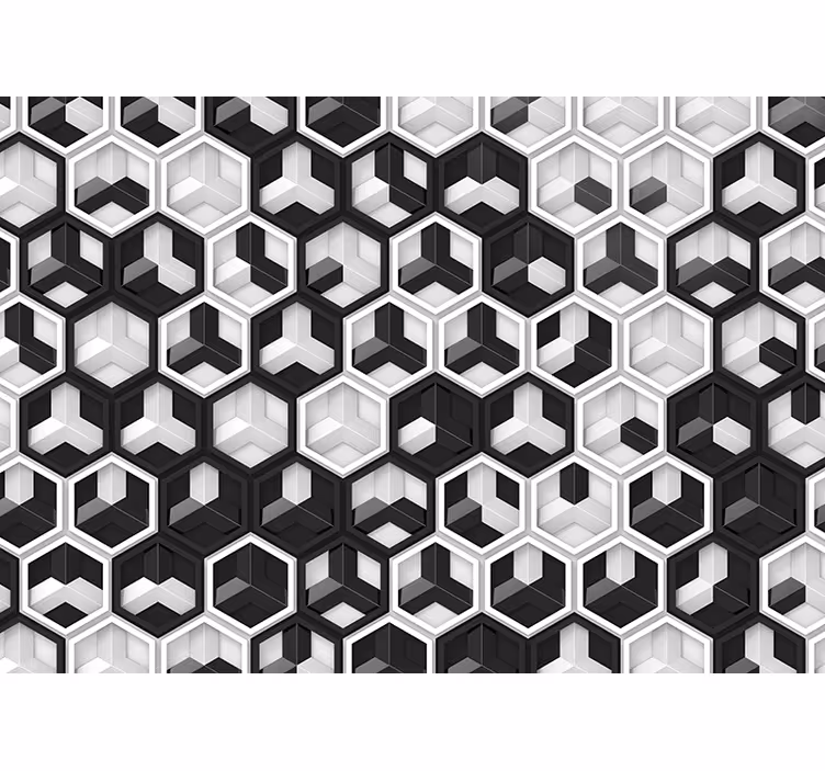 Papier peint 3D Géométrie 3d noir et blanc - TenStickers