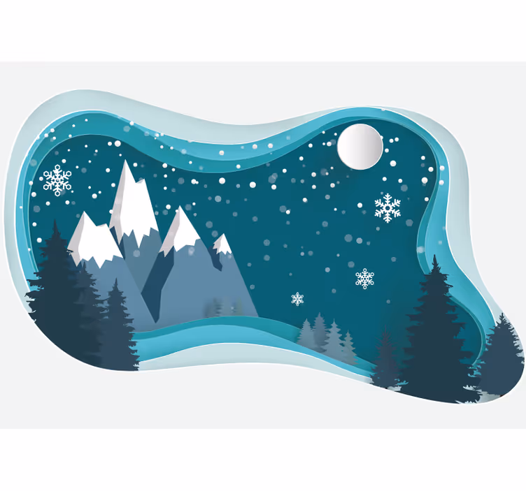 Papier peint Paysage de montagne enneigé 3d - TenStickers