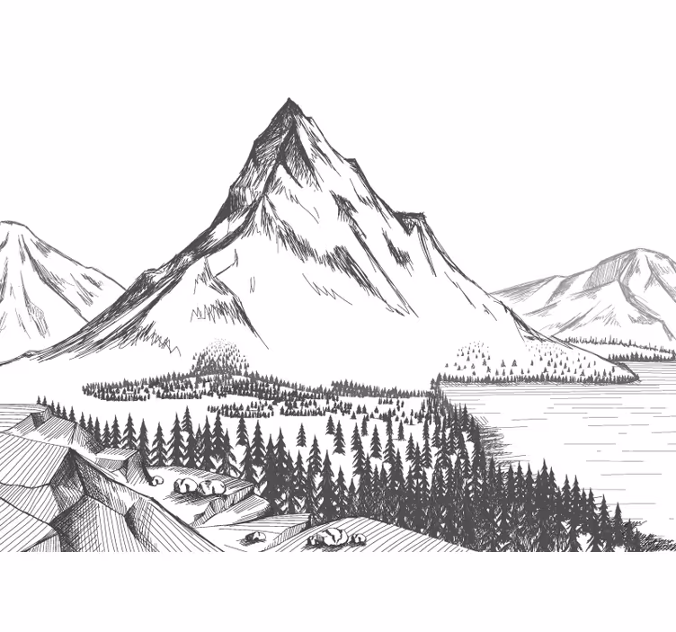 Tapisserie montagne vaste panorama de montagne - TenStickers