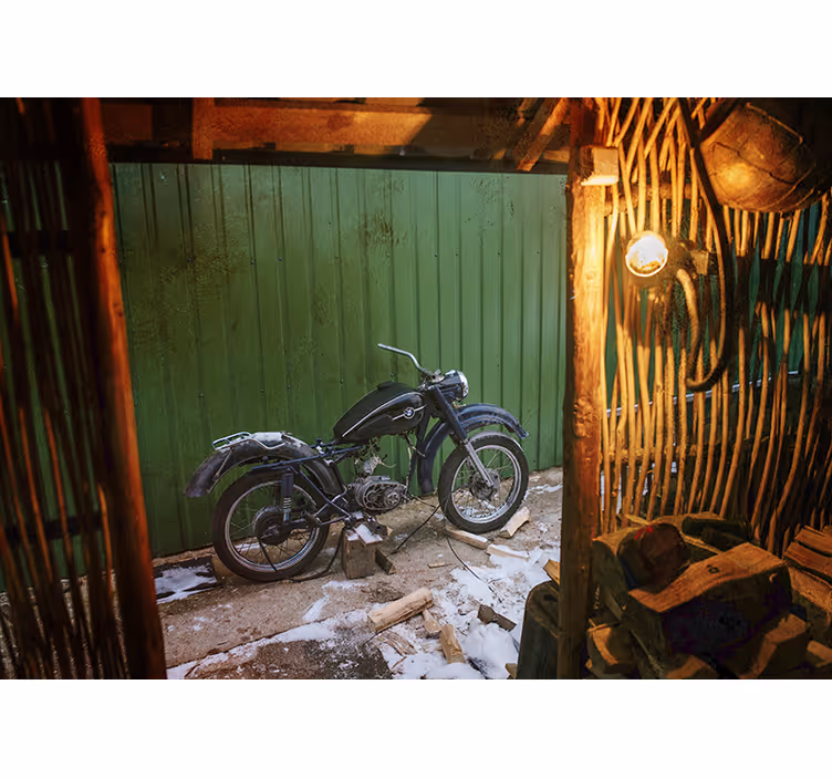 Tapisserie véhicules scène de moto classique - TenStickers