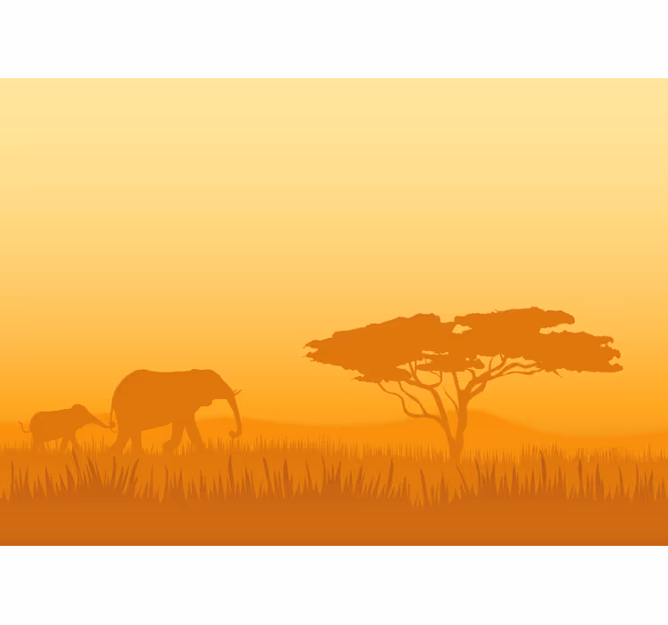 Tapisserie murale animaux éléphants en safari - TenStickers