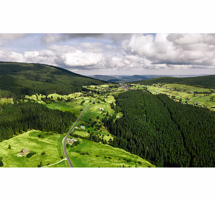 Tapisserie murale paysage collines verdoyantes - TenStickers
