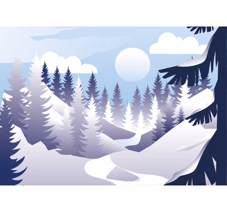 Tapisserie murale paysage scène de forêt d'hiver - TenStickers