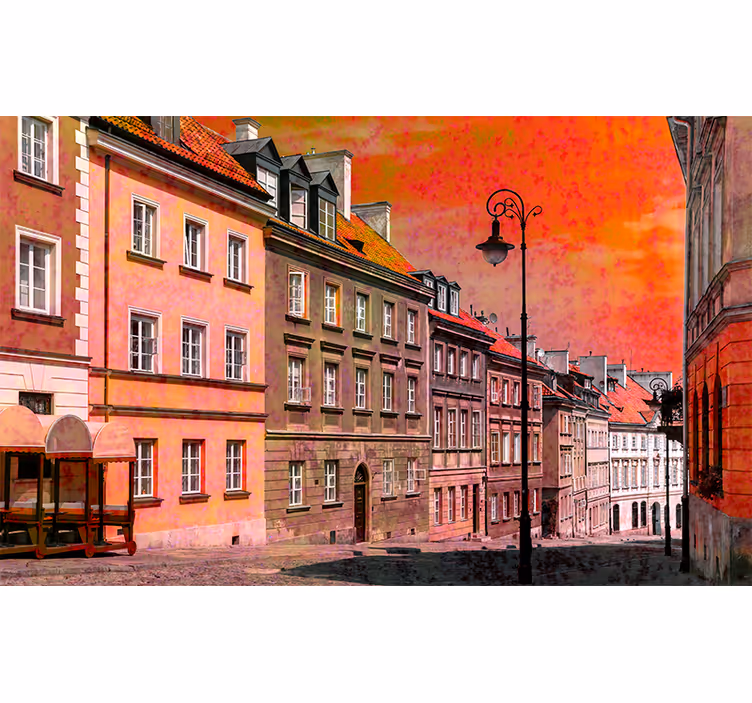 Tapisserie ville charmante rue européenne - TenStickers