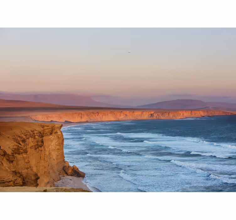 Tapisserie murale paysage falaises et vagues - TenStickers