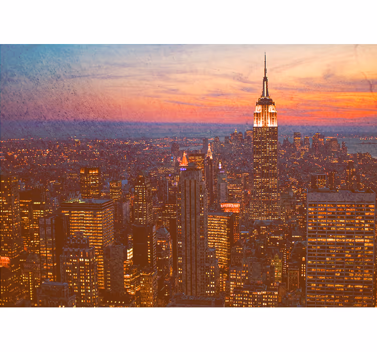 Tapisserie ville coucher de soleil sur l'empire state - TenStickers