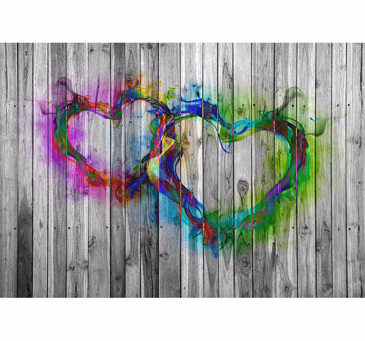 Tapisserie murale amour formes de cœur colorées - TenStickers