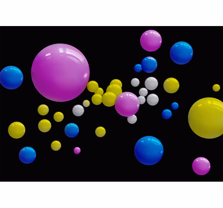Tapisserie murale abstraite sphères colorées flottantes - TenStickers