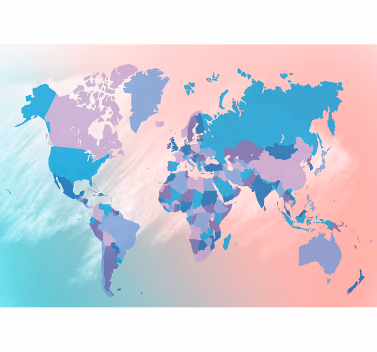 Papier peint mural carte du monde Nuances pastel politiques - TenStickers