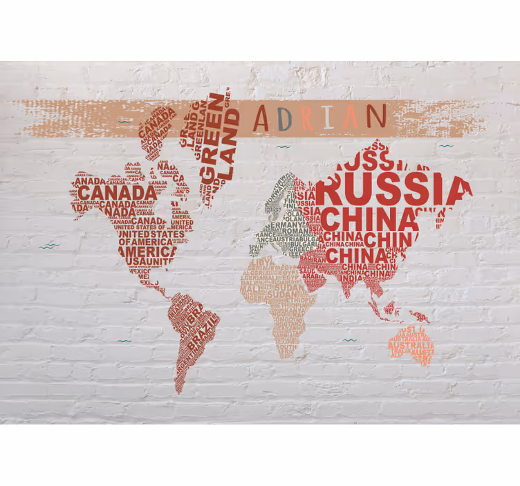Papier peint mural carte du monde Fait sur mesure à partir de nom - TenStickers